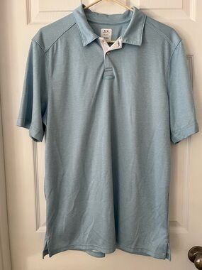 Oakley Men's Pale Blue Polo, Regular Fit, Short Sleeve, Golf/Casual